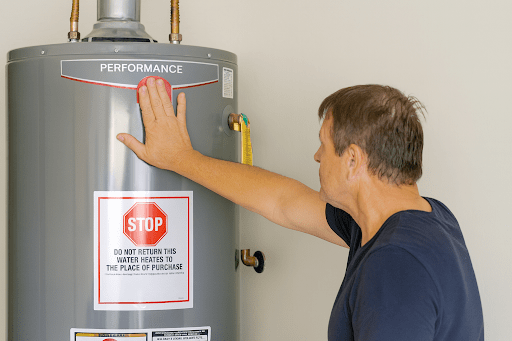 Expert water heater installation with technician checking performance.